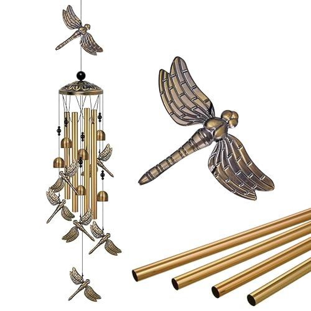 Outdoor Dragonfly Wind Chimes Decor Memorial Wind Chimes Mobile Bronze Wind Bell Dragonflies Wind Catcher Bronze Dragonfly W