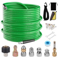 Sewer Jetter Kit For Pressure Washer Water Jet Drain Cleaning Hose With Corner Rotating Button Spring Nose 14 Npt Sewer Clean