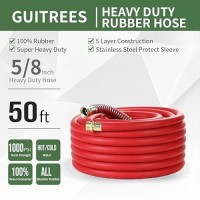 Guitrees 50Ft 58 Heavyduty Rubber Garden Hose 200Psi Working 1000Psi Burst Hotcold Water Fivelayered Braiding For Dur