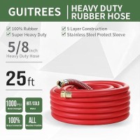 Guitrees 25Ft 58 Heavyduty Rubber Garden Hose 200Psi Working 1000Psi Burst Hotcold Water Fivelayered Braiding For Dur