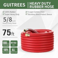 Guitrees 75Ft 58 Heavyduty Rubber Garden Hose 200Psi Working 1000Psi Burst Hotcold Water Fivelayered Braiding For Dur