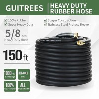 Guitrees 150Ft 58 Heavyduty Rubber Garden Hose 200Psi Working 1000Psi Burst Hotcold Water Fivelayered Braiding For Du