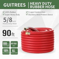 Guitrees 90Ft 58 Heavyduty Rubber Garden Hose 200Psi Working 1000Psi Burst Hotcold Water Fivelayered Braiding For Dur