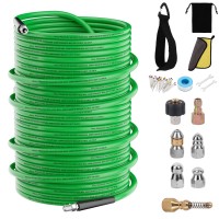 Sewer Jetter Kit For Pressure Washer Water Jet Drain Cleaning Hose With Corner Rotating Button Spring Nose 14 Npt Sewer Clean