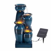 Teamson Home 2874 In 4Tier Cascading Bowl Solarpowered Water Fountain With Led Lights For Gardens Landscaping Patios Balc