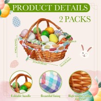 Sunnychicc 2 Pcs Easter Picnic Basket With Handles Wicker Basket Willow Hand Woven Easter Basket With Liner Gift Basket Shopping