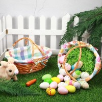 Sunnychicc 2 Pcs Easter Picnic Basket With Handles Wicker Basket Willow Hand Woven Easter Basket With Liner Gift Basket Shopping