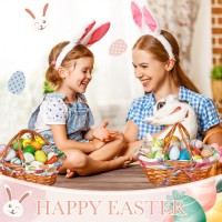 Sunnychicc 2 Pcs Easter Picnic Basket With Handles Wicker Basket Willow Hand Woven Easter Basket With Liner Gift Basket Shopping