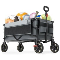 Timber Ridge Collapsible Wagon Cart With Brakes  270Lbs Large 200L Capacity  Compact  Portable Easy To Carry Folding Wagon  Utility Grocery Cart For Camping  Gardening  Shopping