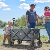 Timber Ridge Collapsible Wagon Cart With Brakes  270Lbs Large 200L Capacity  Compact  Portable Easy To Carry Folding Wagon  Utility Grocery Cart For Camping  Gardening  Shopping