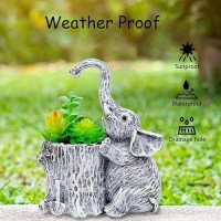 Upbema Elephant Gifts For Women Succulent Pots Indoor Elephant Planters For Plant Lovers Cute Outdoor Plant Pots Outdoor Garden Animal Decor Elephant Hug Stump Statue With Drainage Hole