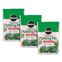 Miraclegro Tropical Potting Mix For Container Plants Use With Snake Plants Spider Plants Pothos Monstera 6 Qt 3Pack