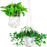 Melphoe Self Watering Hanging Planters For Indoor Plants 2 Pack 65 Inch Outdoor Hanging Plant Pot Basket 2 Kinds Of Plant Han