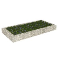 vidaXL Gabion Raised Bed in Galvanised Steel 200x100x20 cm Silver Rectangular Flower Plant Bed High Load Capacity Requires