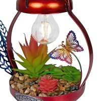 Alpine Corporation Lyt286Slrhh Solarpowered Metal Rooster Wgarden Enclosed Led Light Decor Solar Patio Decor 16H Red