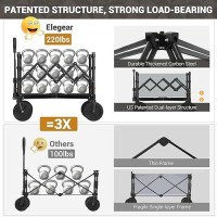 Elegear Wagon Cart Foldable Collapsible Heavy Duty Folding Wagon With 360 Allterrain Wheelssmallest Folding Design 220Lbs La