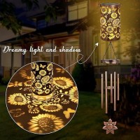 Yhmall Sunflower Wind Chimes For Outside 35 Solar Wind Chimes Outdoor Gifts For Mom Grandma Sunflower Solar Lantern Gifts Fo