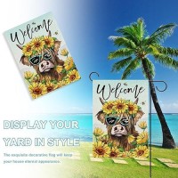 Covido Welcome Spring Summer Highland Cow Decorative Garden Flag Farm Animal Sunflower Floral Flower Yard Outside Decorations