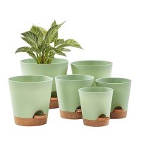 Faithland 6Pack Green Self Watering Planter Pots For Indoor Outdoor Plants 8 7 65 6 55 5 Inches Flower Pots