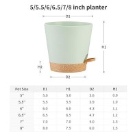 Faithland 6Pack Green Self Watering Planter Pots For Indoor Outdoor Plants 8 7 65 6 55 5 Inches Flower Pots