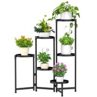 Mokani Plant Stand Indoor 6 Tier Metal Tall Plant Stand For Indoor Outdoor Foldable Plant Shelf For Multiple Plants Flower Po