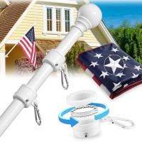 Flag Pole For House- 6Ft Tangle Free Flag Pole Kit With 3X5 Embroidered American Flag For Outside House Porch Parade Garage Boat(Without Bracket)