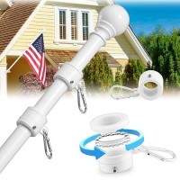 Flag Pole For House 5Ft Tangle Free Flag Pole For 3X5 Flags Rustproof Outdoor Flagpoles For House Porch Parade Garage Boatwith