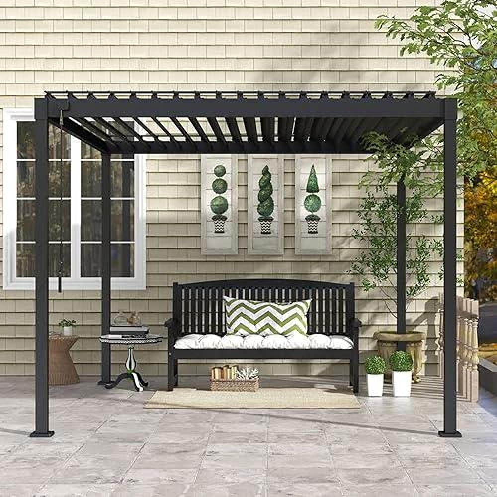 Mirador 80S Louvered Pergola 10 X 10 Modern Style With Adjustable Louvers For Outdoor Roof Garden Easy Assembly Durable C