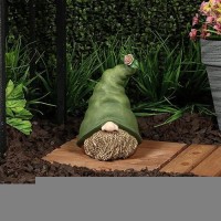 Alpine Corporation Qwr1440 Gnome Head With Sculpted Rope Beard And Flower On Hat Playful D Cor For Garden Patio 10 H Gre