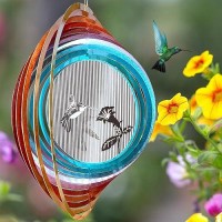 Aoedelyart 3D Animations Hummingbird Wind Spinner For Yard And Garden 12In Metal Wind Spinners Hummingbird Gift For Women Mom Gr