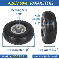 Gicool 4103504 Flat Free Tire And Wheel 10 Heavy Duty Solid Tire 58 Axle Bore Hole 22 Offset Hub For Hand Truc