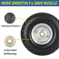 Gicool 4103504 Flat Free Tire And Wheel 10 Heavy Duty Solid Tire 58 Axle Bore Hole 22 Offset Hub For Hand Truc