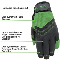 Msupsav 2 Pairs Utility Work Gloves Garden Gloves Women Gardening Gloves Outdoor Yard Gloves Mechanic Gloves Gifts For Women 2 Pairs Per Pack-Green Work Gloves Medium