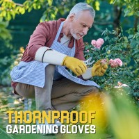 Handlandy Rose Gloves For Men Women Long Leather Gardening Gloves Thorn Proof Best Garden Gifts Tools For Gardener Yellow