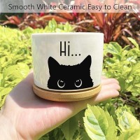 Black Cat Ceramic Pot Cute Planter Succulent Plant Pot With Drainage Cactus Flower Porcelain Holder Container Home Office Deco