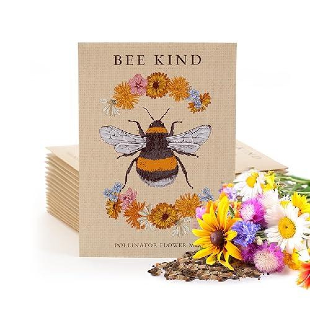 Bentley Seed Co Bee Kind Pollinator Beautiful Bee Art Environmental Favors Cards For Guests Seed Packets Pollinator Wil