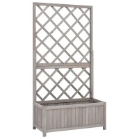 vidaXL Garden Trellis Planter Grey Solid Firwood Construction Ideal for Climbing Plants WeatherResistant Easy To Assem