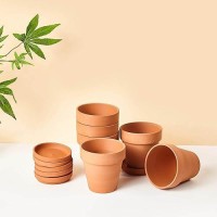 Vensovo 6 Pack Small Terracotta Flower Pots With Holes Saucers 4 Inch Clay Planter With Shockproof Package Perfect For Plant