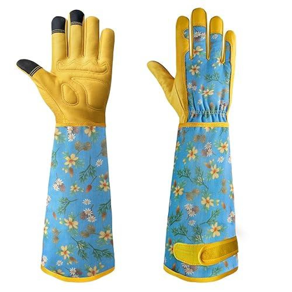 Velway Long Gardening Gloves For Women Thorn Proof Rose Pruning Forearm Protection Garden Gloves Breathable Leather Long G