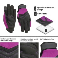 Msupsav 2 Pairs Utility Work Gloves Garden Gloves Women Gardening Gloves Outdoor Yard Gloves Mechanic Gloves Gifts For Women 2 Pairs Per Pack-Purple Work Gloves Small