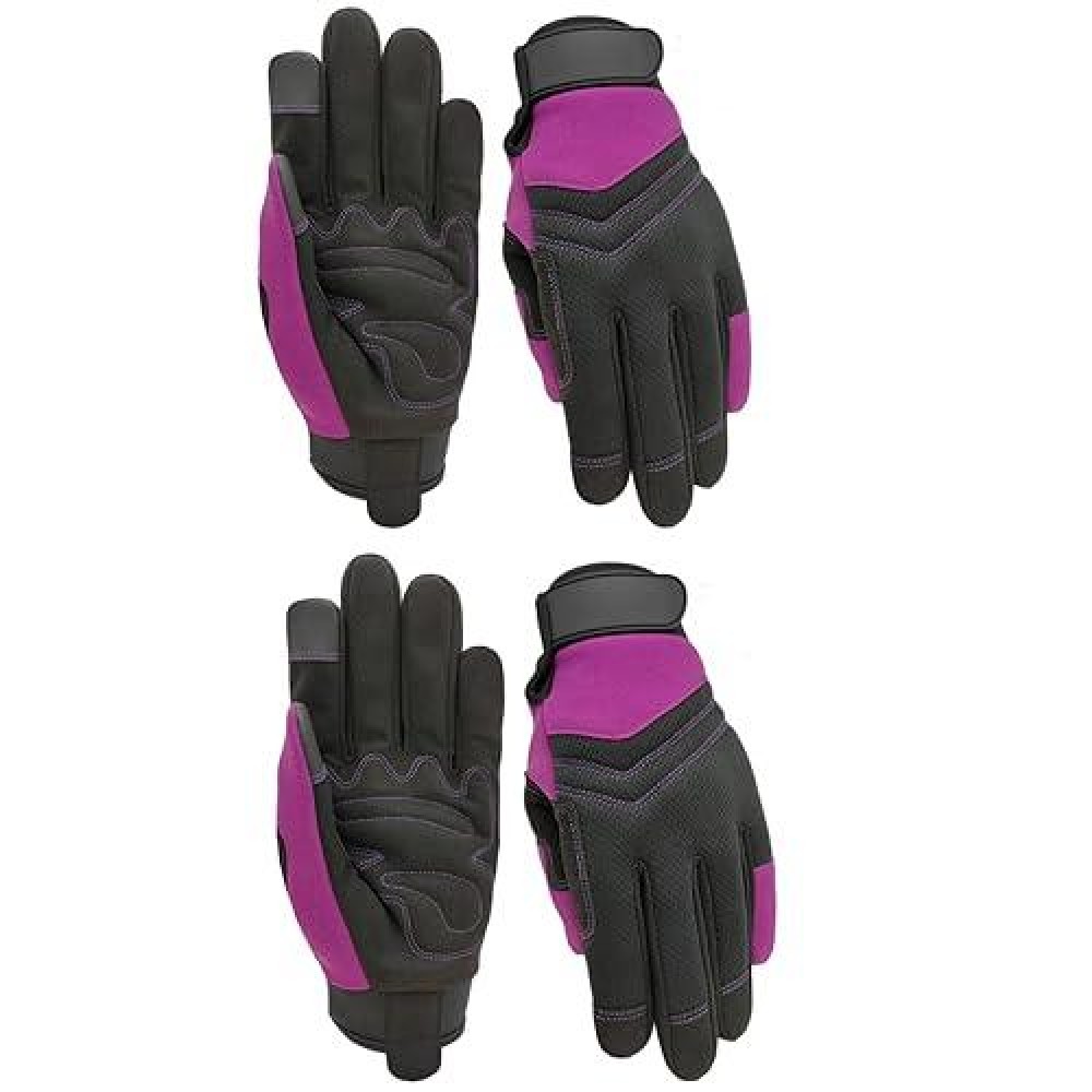 Msupsav 2 Pairs Utility Work Gloves Garden Gloves Women Gardening Gloves Outdoor Yard Gloves Mechanic Gloves Gifts For Women 2 Pairs Per Pack-Purple Work Gloves Medium