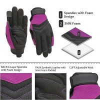 Msupsav 2 Pairs Utility Work Gloves Garden Gloves Women Gardening Gloves Outdoor Yard Gloves Mechanic Gloves Gifts For Women 2 Pairs Per Pack-Purple Work Gloves Medium