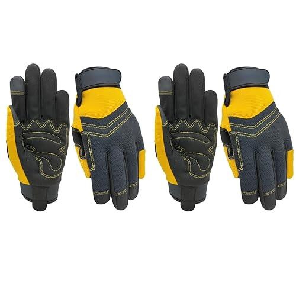 Msupsav 2 Pairs Utility Work Gloves Garden Gloves Women Gardening Gloves Outdoor Yard Gloves Mechanic Gloves Gifts For Women 2 Pairs Per Pack-Yellow Work Gloves Small