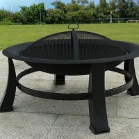 Four Seasons Courtyard Outdoor Fire Pit With Spark Screen Cover 30 Black