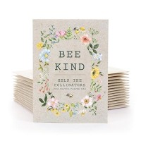 Bentley Seed Co. | Bee Kind Pollinator Flowers | Beautiful Bee Art Kraft Look Seed Packets | Environmental Favors Cards For Guests | Wildflower Mix Seed Packets | Eco-Friendly Hand Out Gift | 25 Pack