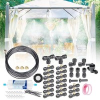 Abrirtrail Misters For Outside Patio  Misting System 50Ft Misting Line+17 Brass Misting Nozzles +Brass Adapter(3/4