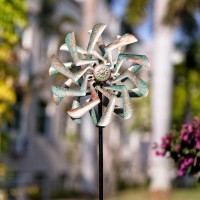 Venniy Wind Spinners Outdoor Kinetic Wind Sculptures Spinners Green Metal Windmills For The Yard Decor For Outside Patio Lawn