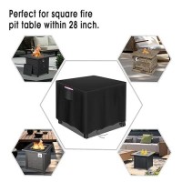 Agustone Firepit Covers Square 28 Inch Fire Pit Cover Rectangular Fire Table Cover Square Outdoor Fireplace Cover Waterproof Gas Fire Pit Covers-28