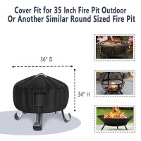 Agustone Firepit Covers Round Fire Pit Cover For Fissfire 35 Inch Fire Pit Sphere Round Fire Table Cover Fireplace Cover Propane Gas Fire Pit Covers-36