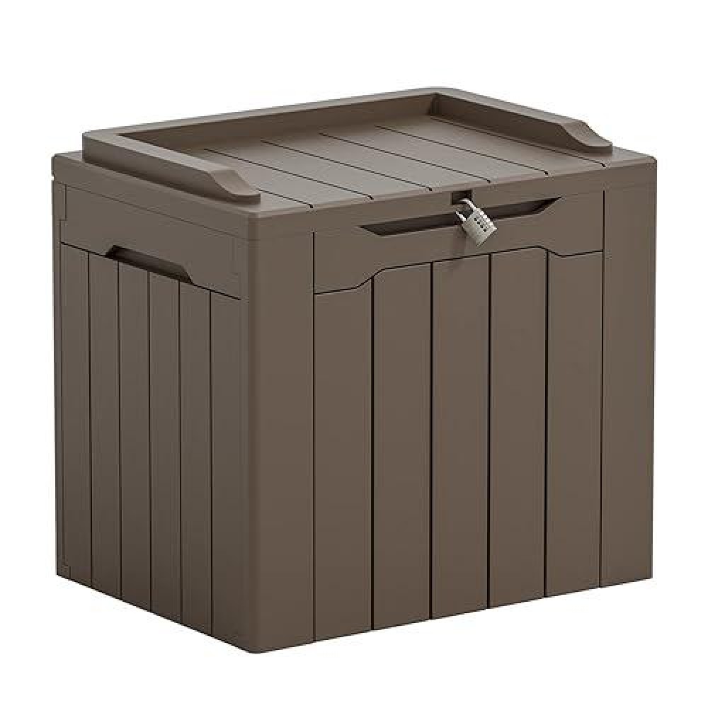 Greesum 31 Gallon Resin Deck Box Large Outdoor Storage For Patio Furniture Garden Tools Pool Supplies Weatherproof And Uv Res